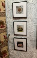 Three of my Food Art prints SOLD and hanging in a Cave-House in Spain. These small framed square canvases are perfect for those limited wall spaces.