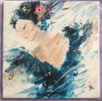 “Flamenco” acrylic on tile. On Loan